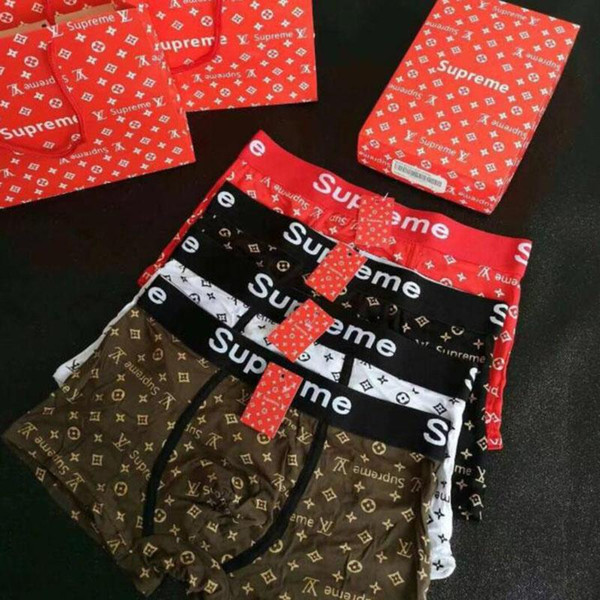 Factory Wholesale SUP+V Men Underwear Brand Boxers Cotton Breathable Letter Underpants Shorts Luxury Brand Designer Cuecas Tight Waistband