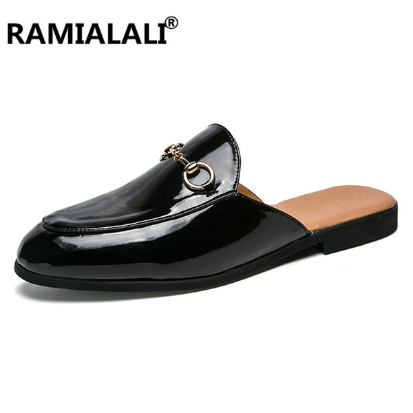 Ramialali Brand 2019 New Men's Flip Flops Leather Slippers Summer Fashion Beach Sandals Shoes Men Shoes