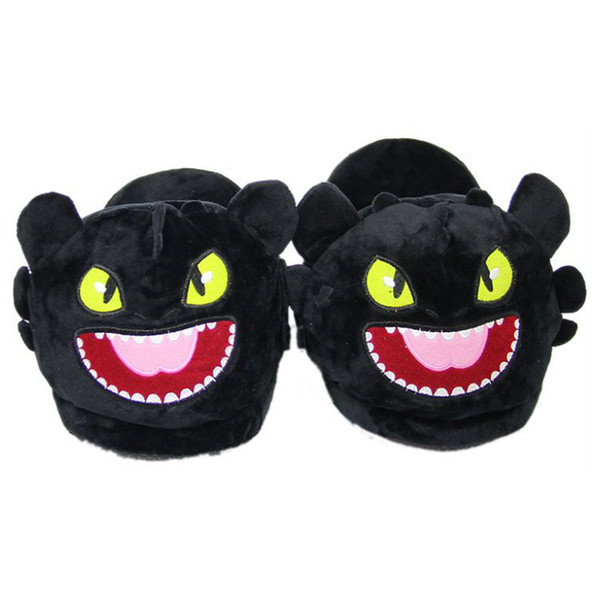 Warm Dragon Toothless Plush Slippers Home Adult Winter Indoor Slippers Soft Unisex House Cartoon Open Mouth Shoes TTA377