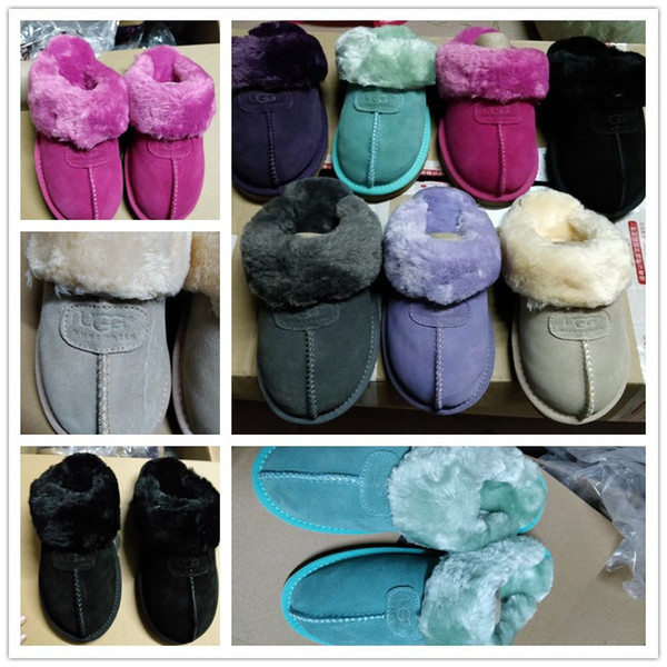 Unisex UG Winter Fur Slipper Men Women Suede Sandals Fleece Short Boots Plus Size Kids Teenager Leather Snow Boots Indoor Outdoor Shoes Best