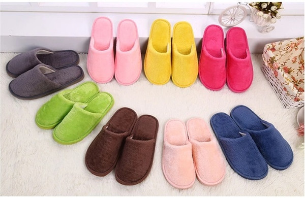 2018 Direct Selling Jade Red Blue New Plush Spring Autumn And Winter Cotton Slippers Floor Non-slip Warm Mute Eva Fashion Indoor Bedroom