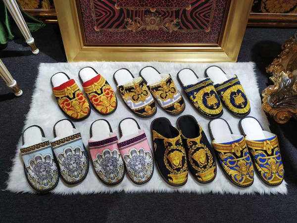 Luxury classic print designer slippers for men women autumn winter slippers comfortable cotton new arrival multi-color optional home shoes