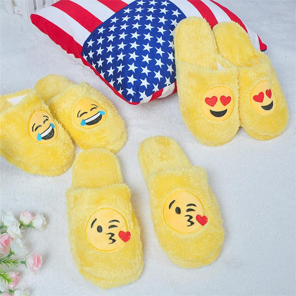 Emoji Slippers Cartoon Plush Slipper Home Wear Men Women Slippers Winter House Shoes Yellow Cartoon Cotton Shoes home shoes IB314