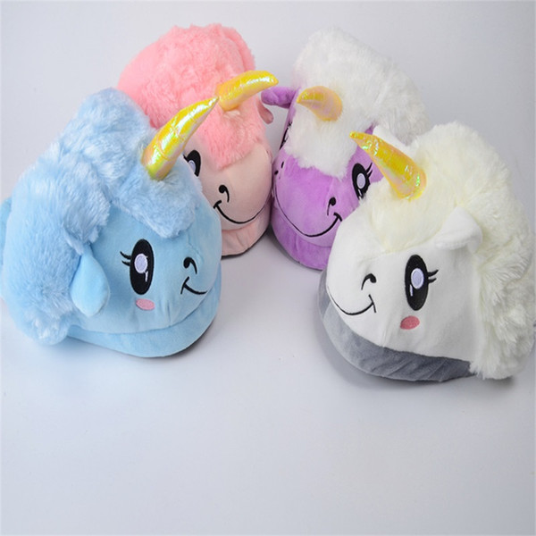 Unicorn Slipper Plush Soft Cartoon Winter Warm Thickening Colorful Skidproof Slippers Parents Kids Indoor Home Supplies Shoes 15jy hh