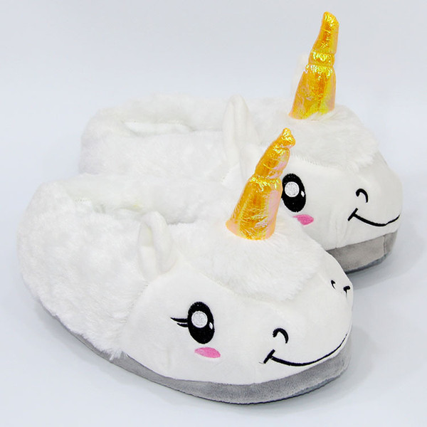 Unicorn Slippers Plush Non Slip Warm Sheep Slipper Cartoon Animal Indoor Floor Shoes Cute Christmas Gift Home Wear LDH220