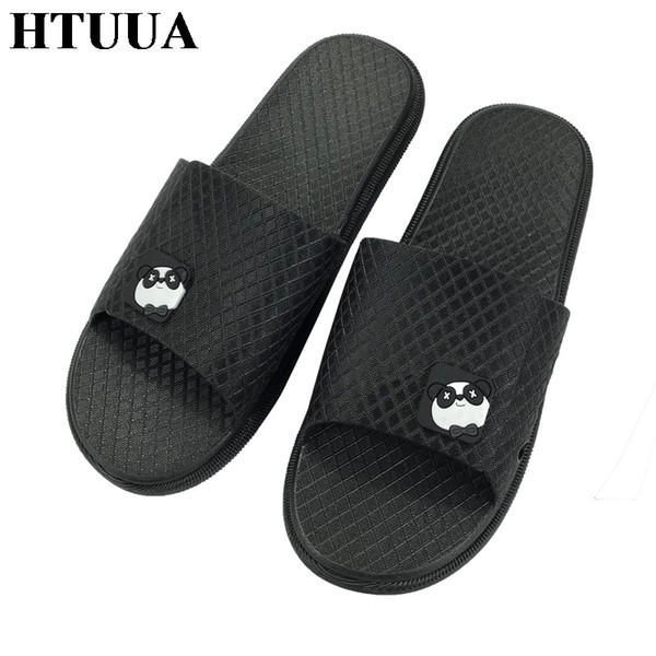 HTUUA New Non-Slip Cartoon Flat Slippers Men Sandals Unisex Home Bathroom Slippers Beach Flip Flops Ladies Shoes Slides SX2110