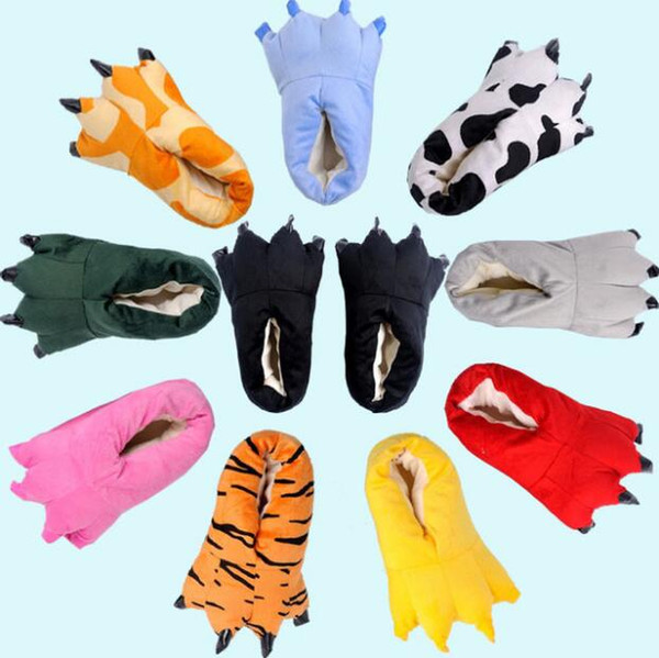 Animal cartoon cotton shoes super soft fabric bottom cotton shoes men and women home slippers dinosaur claw shoes