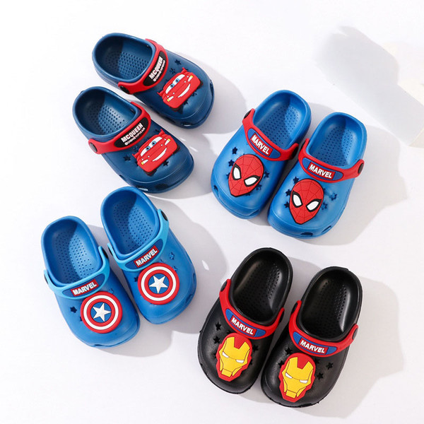 Whole Baby Kids Marvel Avengers Super Hero Shoes Boys Anti-Skid EVA Cartoon Sandals Children Captain spider-man Iron man Beach Wear Slippers