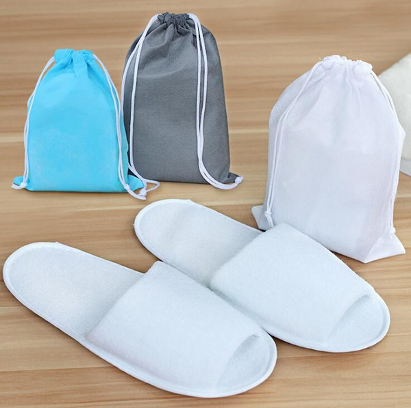 Disposable Slippers Hotel SPA Home Guest Shoes Pink Grey Comfortable Breathable Soft Anti-slip Disposable Slippers With bags Free Shipping