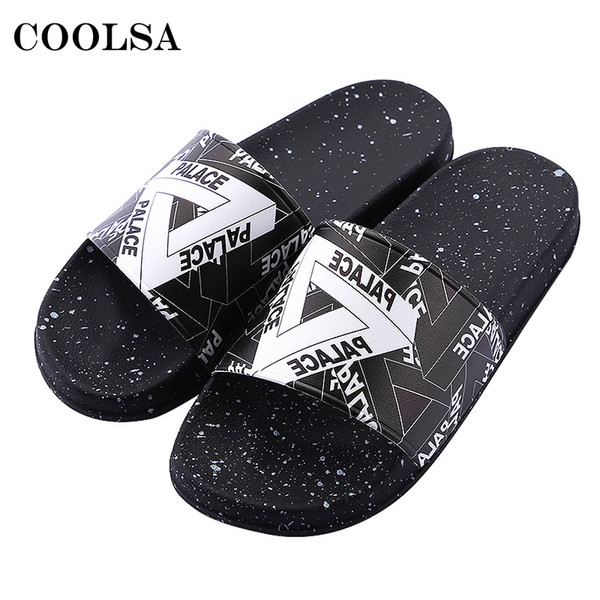 Summer Unisex Bathroom Flip Flops Men Beach Slippers Printed Flat Sandals Thick Bottom Soft Beach Sandals Fashion Couple Slides