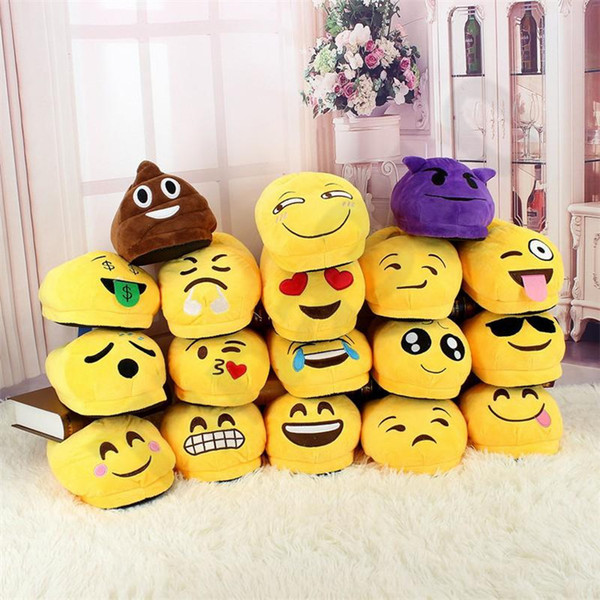 18Styles Emoji Slippers Cartoon Sweet Warm Plush Slipper QQ Expression Unisex Slippers Winter Household Casual Shoes 150pair T1I1027