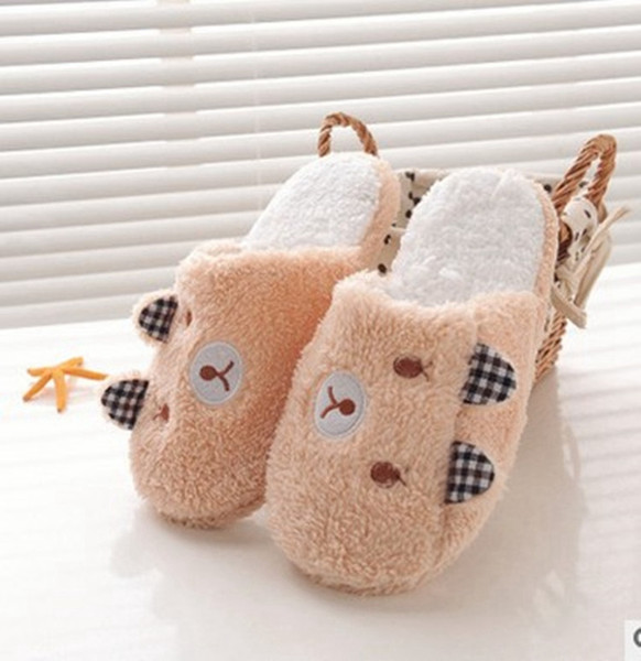 Winter Cotton Slippers Cartoon Cute Lovers Warm Plush Shoes Winter Slippers Plush Shoes Home Interior Low Heel