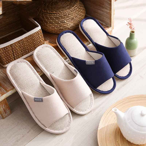 Men's and women's house slippers lovers summer indoor floor linen slippers household slippery breathable soft soles