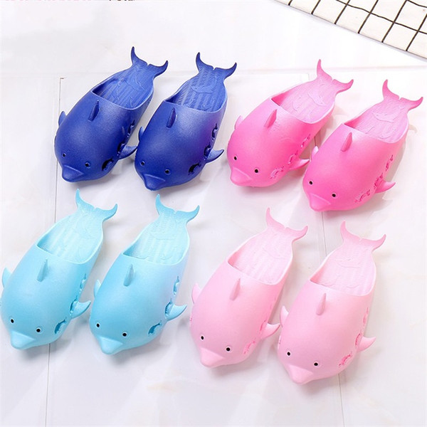 Baby Shark Slippers Plastic Solid Color Fish Shape Beach Sandals Summer Children Lovely Non slip Home Shoes Factory Direct 7xs E1