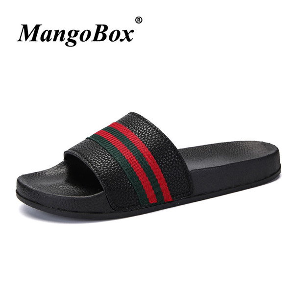 Men Slippers Summer Flat 2018 Summer Men Shoes Breathable Beach Slippers Wedge Black White Flip Flops Men Brand Slides Slippers