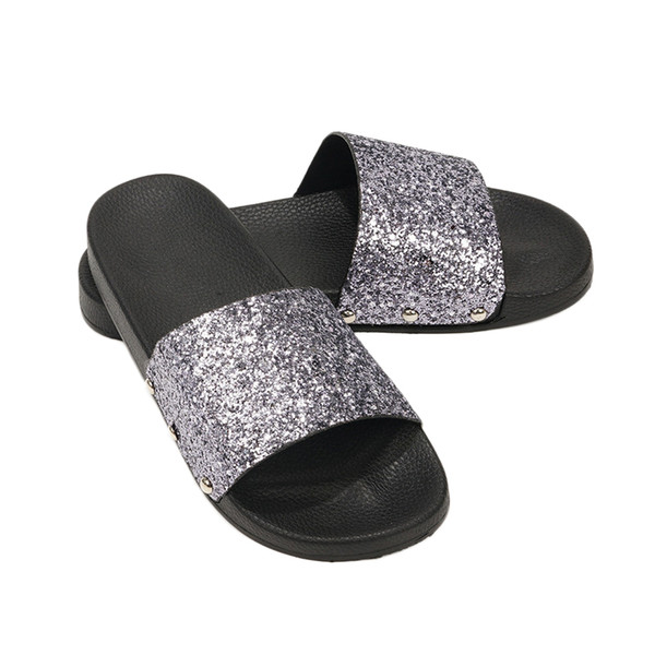 Senza Fretta Women Slippers Flip Flops Peep Toe Sandals Glitter Slippers Sandals Platform Comfortable Summer Slippers Women