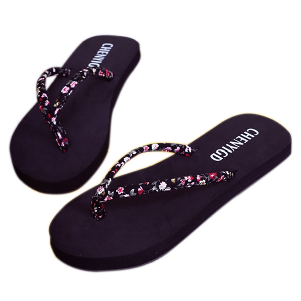 Summer Beach Flip Flops New 2019 Sandals Women's Slippers Female Flat Sandals Flip Flops Broken flowers styles