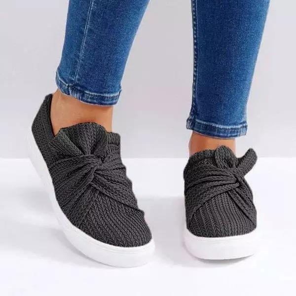 Knitting wool Bowknot loafers Drop Shipping Womens Straw weaving Flat Shoes Casual Butterfly Knot Comfy Slip On Shoes Large Size35-43