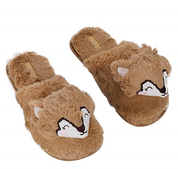 Winter Warm Soft Indoor Slippers Cute Hedgehog Animal Fuzzy Bedroom Winter Slippers Shoes Fluffy Slippers