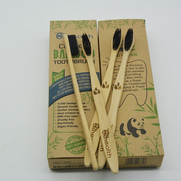 High quality 4pcs Exquisite independent packaging Natural bamboo toothbrush 1234 Family bamboo toothbrush digital letter toothbrush.