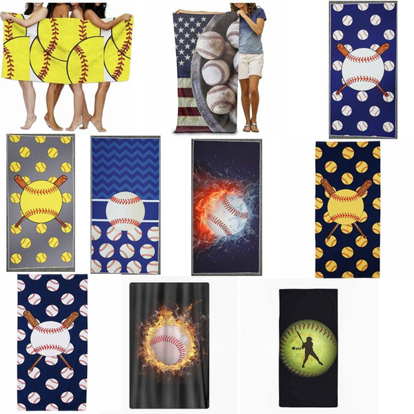 150*75cm Baseball Beach Towel Football Rectangle Towels Microfiber Bath Towel Summer Blanket Outdoor Picnic Carpat Yoga Mat 10styles c0051