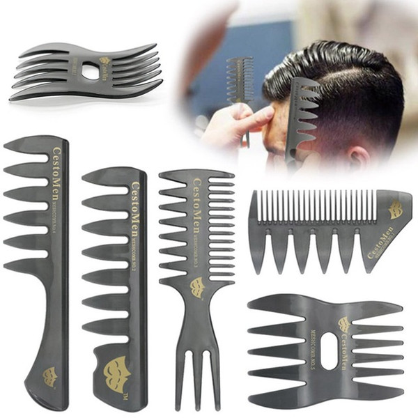 Barber Oil Head Comb Men CestoMen Handle Grip Large Tooth Detangling Curly Hair Comb Beard Hairdressing Wide Teeth Comb set AAA2046