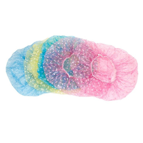 100pcs/bag plastic Disposable shower cap Hotel One-Off Elastic Shower Cap Clear Hair Salon Waterproof Hats Bathing supplies