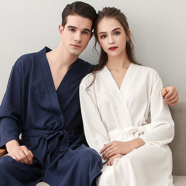 Sexy Dressing Night Gown For Women And Men Lovers'Bathrobe In Spring and Summer Fashion Women Sexy Fibre Deep V Bathrobe