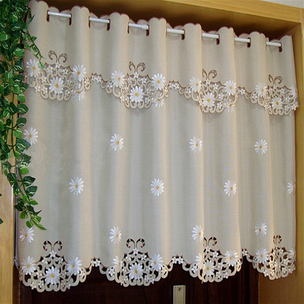 British Half-curtain Embroidered Window Valance Customize Light Shading Curtain for Kitchen Cabinet Door Curtain Home Decoration