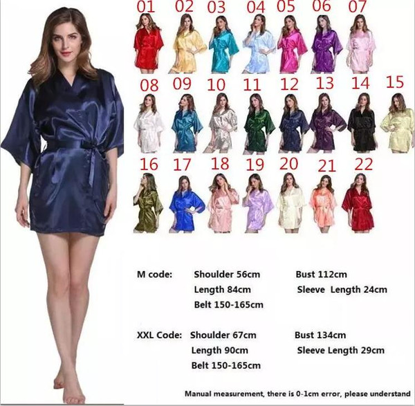 SATIN BRIDESMAID ROBES 22 Colors Bridesmaids Robe Wedding RobesSleepwear Kimono Pajamas robes for Women Immitation Silk Bath Robes cny137