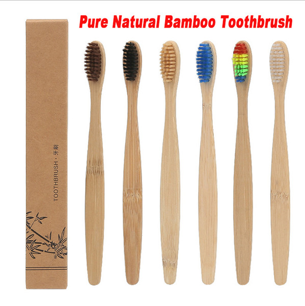 2019 hot personalized bamboo toothbrush tongue cleaner denture tooth travel set rainbow bamboo toothbrush oral care soft hair bristles