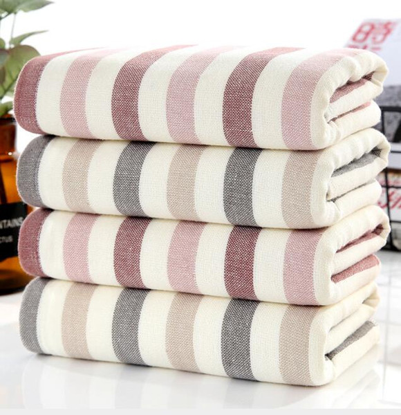 High quality towel thick gauze adult cotton face towel wash fabric absorbent mens horizontal stripes Free shipping