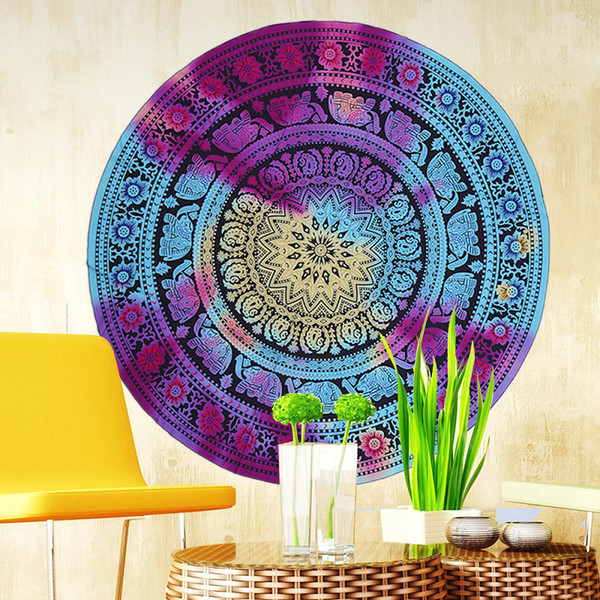 39 Style Indian Mandala Beach Towel Round Beach Blanket Chiffon Elephant Printing Tapestry Yoga Mat Summer Pinic Rug 150*150cm 1PCS Free