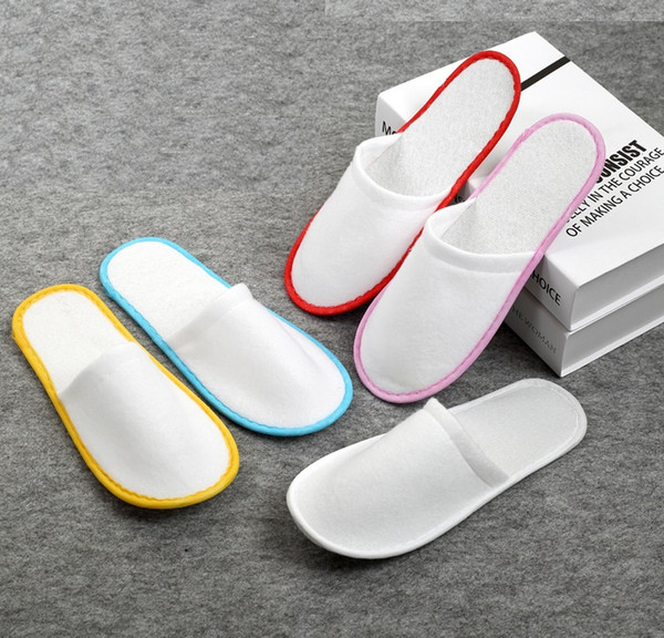 Plush Adults Babouche EVA Sole Baboosh Non Woven Fabric Edge Strip Design Disposable Slippers Hotel Supplies wen6794