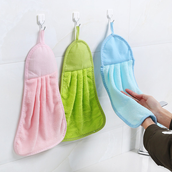 Creative kitchen hanging towel children adult towel water absorbing thickened coral velvet towel clean dish cloth