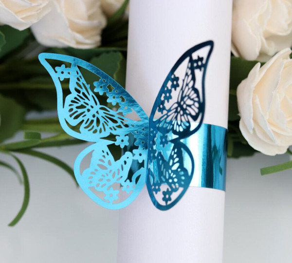 New Bath Supplies Cutout Butterfly Paper Ring Golden Butterfly Paper Buckle Towel Decoration Creative Napkins Buckle Wholesale