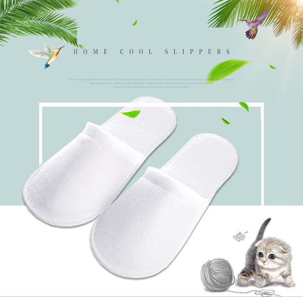 3.5mm 4mm 27*10.5cm Disposable Hotel Towelling Slippers One-time Non Slip Slippers With Sole Closed Toe White Free Shipping A078