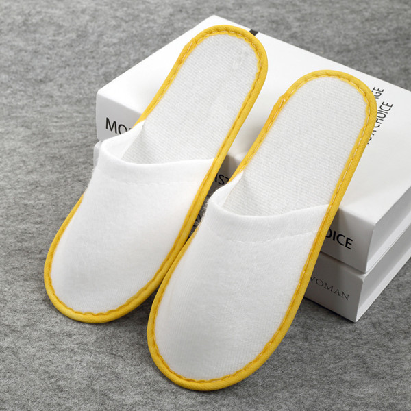 Plush Adults Babouche EVA Sole Baboosh Non Woven Fabric Edge Strip Design Disposable Slippers Hotel Supplies lin2648