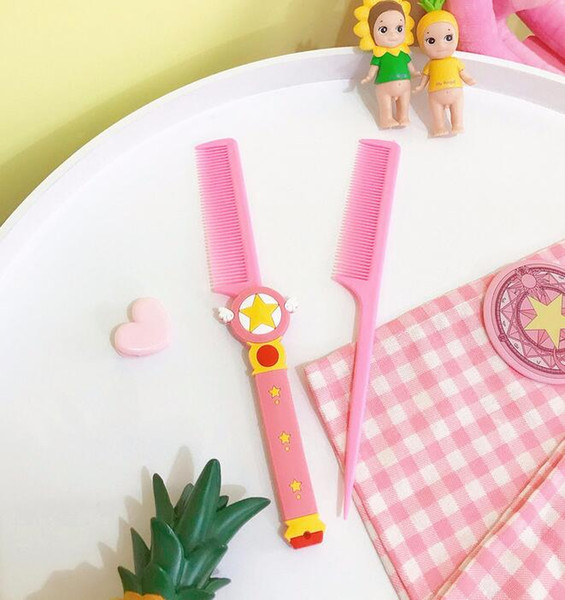 2 Pcs/Set Cute Cartoon Girls Combs - Pink Plastic Kids Children Hair Brush Girl Hairbrush Hair Comb Girls Hairdresser