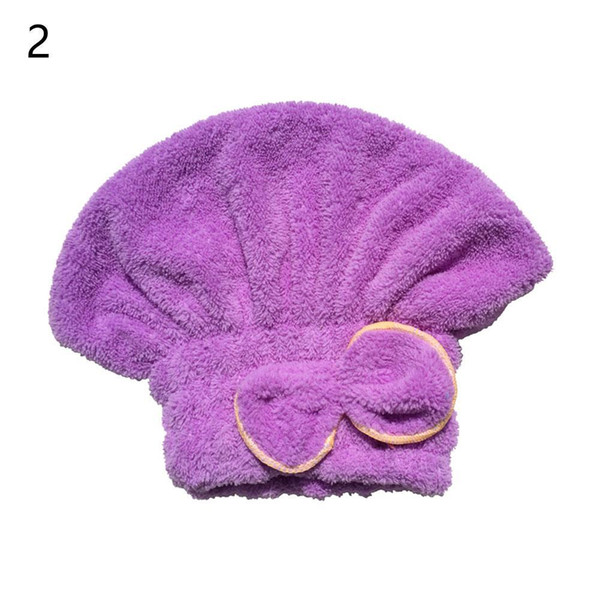 Bowknot Women Bath Towel Hair Dry Cap Quick-drying Polyester Absorbent Cotton Bathroom Towel Head Wrap Hat Women Hair Dry Cap