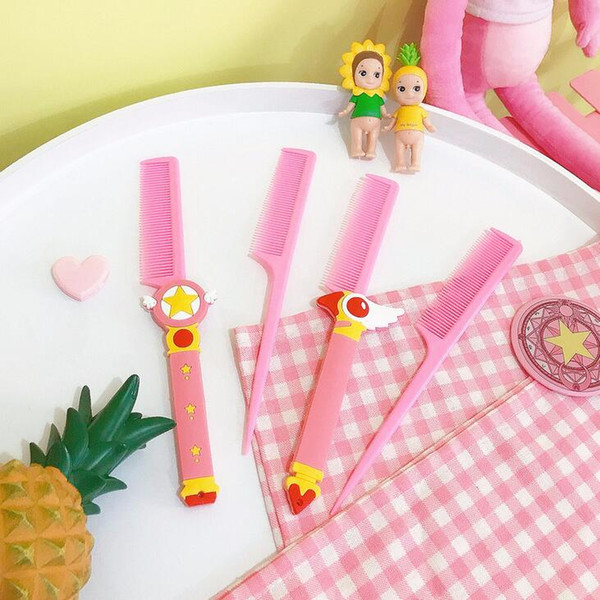 1Set Cute Cartoon Girls Combs - Pink Plastic Kids Children Hair Brush Girl Hairbrush Hair Comb Girls Hairdresser