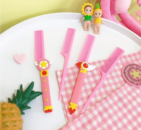 2 Pcs/Set Cute Cartoon Girls Combs - Pink Plastic Kids Children Hair Brush Girl Hairbrush Hair Comb Girls Hairdresser