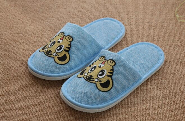 Disposable slipper cotton plaid cloth cover kid shoes slipper Guest room disposable children linen slippers high-end home stay slippers