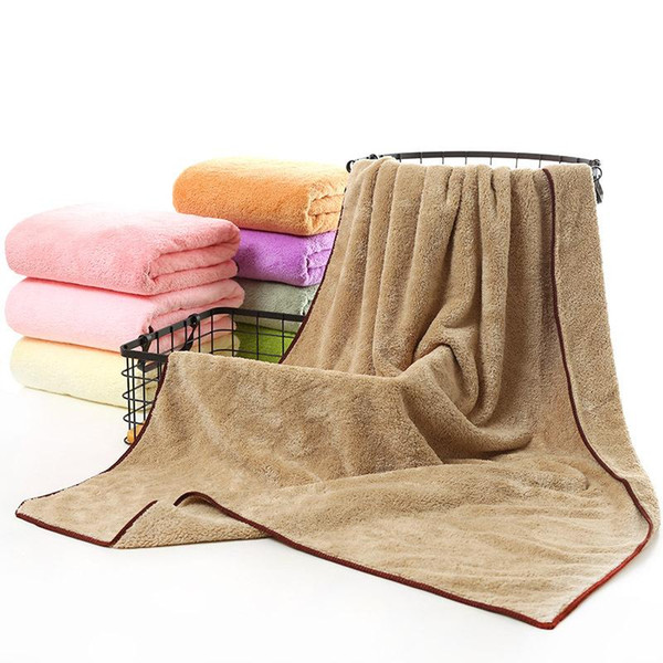 Coral velvet bath towel Solid color soft Water absorption Thicken Increase adult bath towel 70*140cm new style factory wholesale