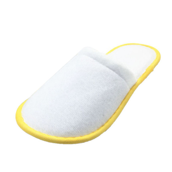 PHFU 5 pairs of White Towelling Hotel Disposable Slippers Terry Spa Guest Shoes Yellow