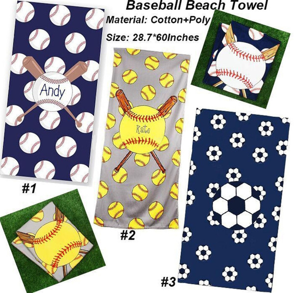 New 150*75cm Sports Towel Soccer Football Baseball Pattern Beach Towel Microfiber Picnic Mat Sports Bath Towel I337