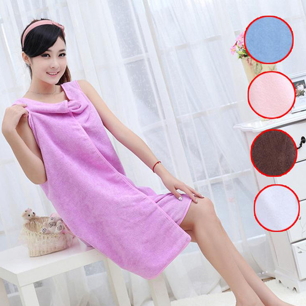 Magic Bath Towels Lady Girls SPA Shower Towel Body Wrap Bath Robe Bathrobe Beach Dress Wearable Magic Towel 5 color