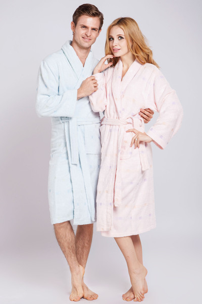 Luxury Wholesale Women and Men White Color Bath Robes Kimono Collar Bathrobe