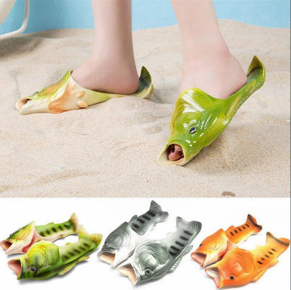 Creative Fish Shower Slippers Funny Beach Shoes Sandals Bling Flip Flops Summer Fish Shaped Casual Shoes 20 Pairs OOA3376