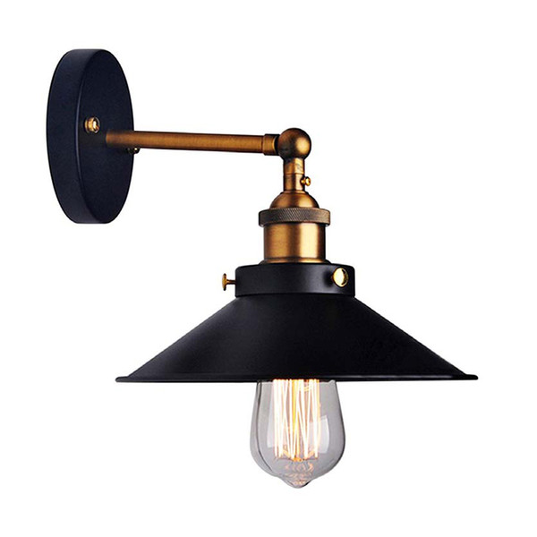 American Loft Industrial Wall Lamps Vintage Bedside Wall Light Metal 22cm Lampshade E27 Edison Bulbs 110V/220V